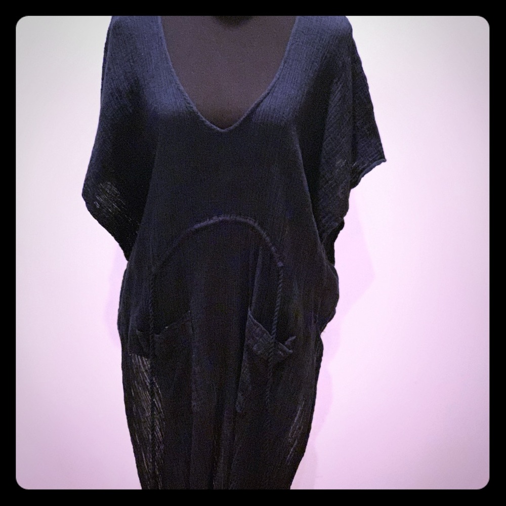 Free People Beach coverup dress Sz L, blue